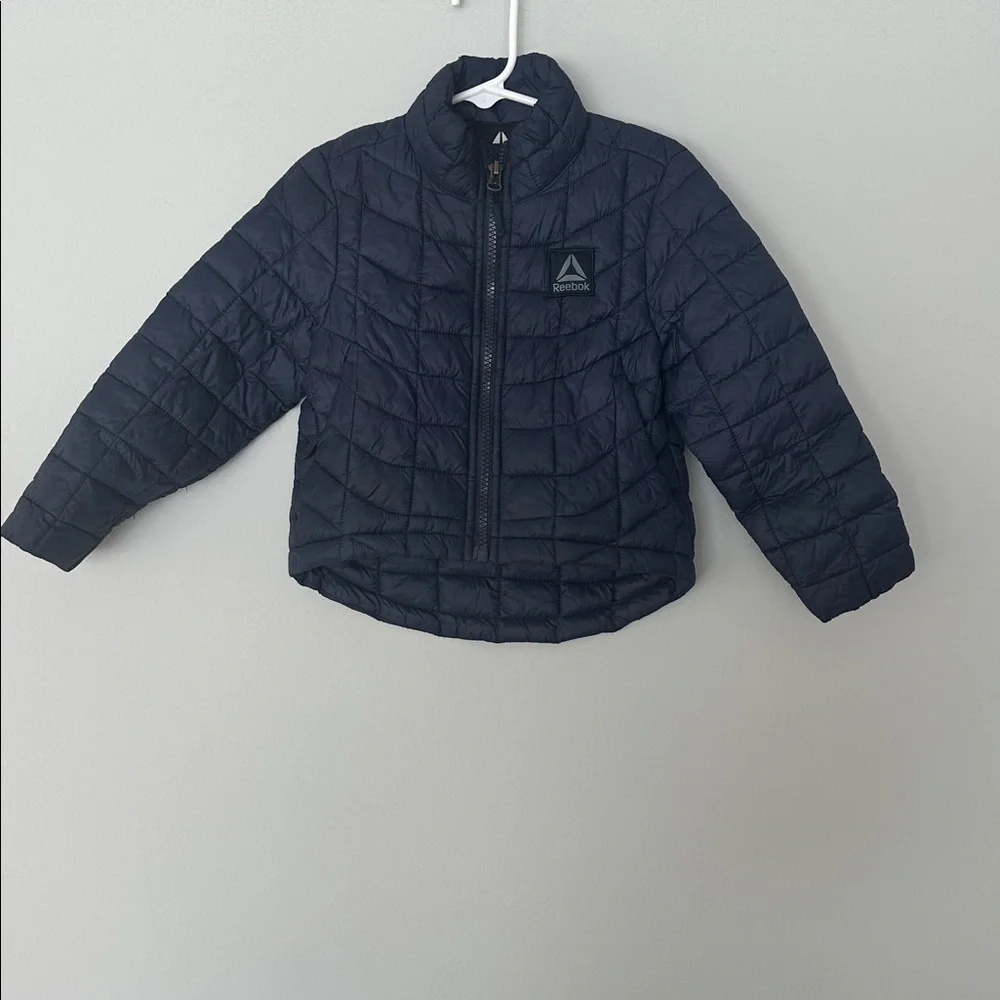 Reebok Kids Puffer Jacket Navy Blue Full Zip Quilted Lightweight Coat